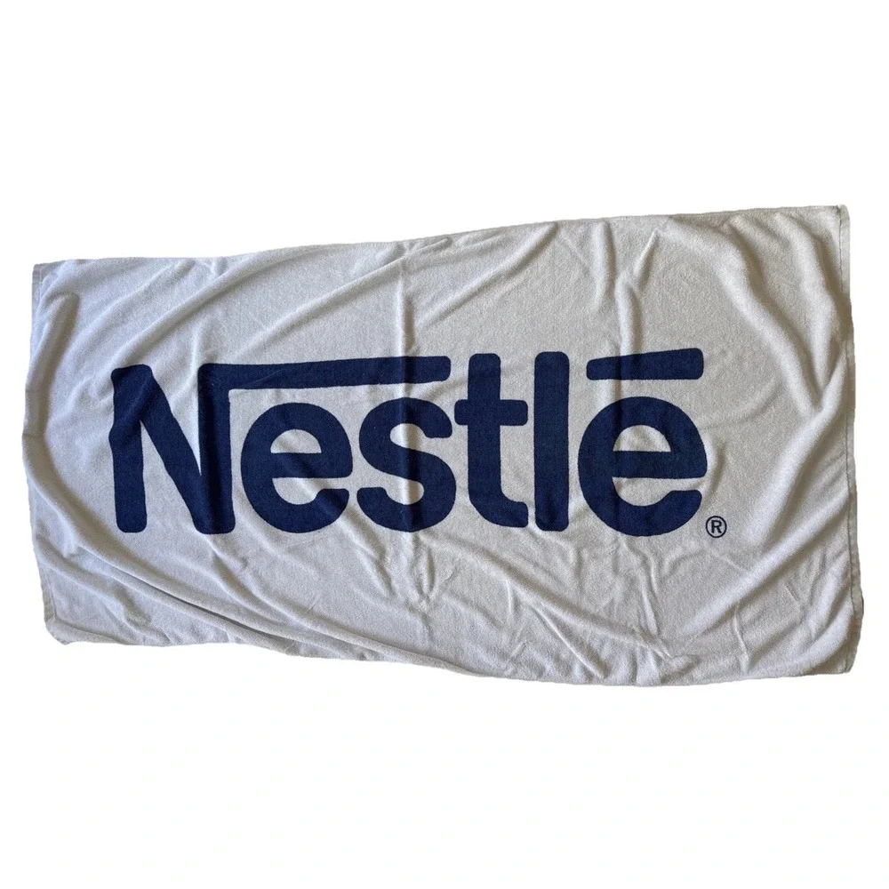VTG‎ Nestle Beach Towel Large White Blue 66x35